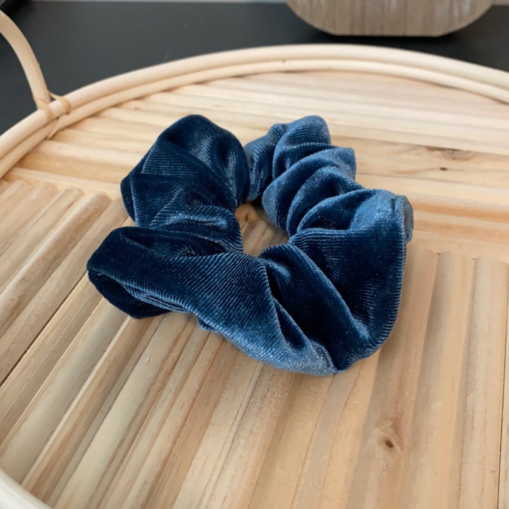 Dark blue velvet scrunchie
